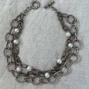 Chain and Faux Pearl Necklace
